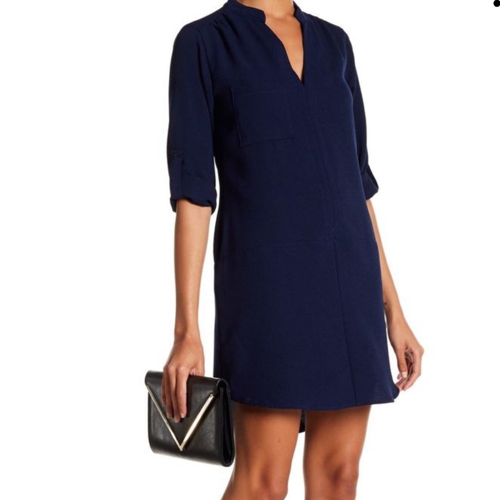Lush Novak Split Neck 3/4 Sleeve Dress in Peacoat at Nordstrom Rack, Size Small
